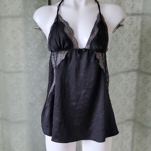 Victoria's Secret Black Satin Chemise Sleepwear